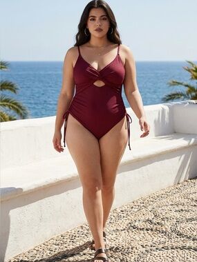 Burgundy One-Piece Swimsuit
